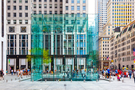 NEW YORK, USA - JULY 11, 2010: Apple company building, 767 5th Avenue, by Bohlin Cywinski and Jackson architects.のeditorial素材