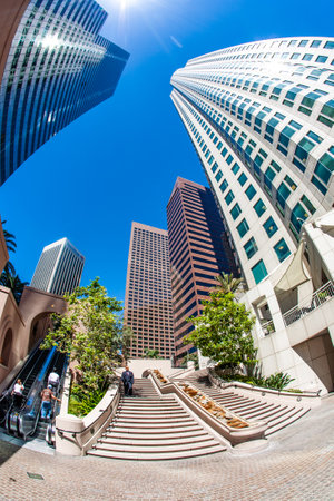 Los Angeles, USA - June 27, 2012: perspective of skyscraper downtown Los Angeles