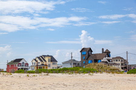 Rodanthe, USA - July 18, 2010: Beautiful beach and the wooden Inns at Rodanthe, Hatteras island, USA.のeditorial素材