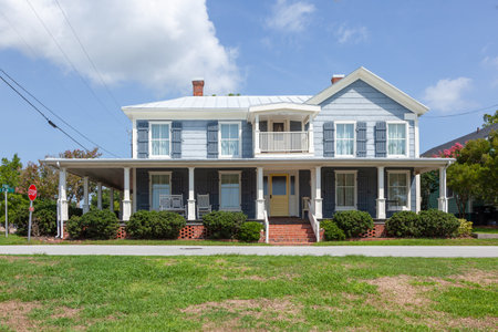 Old wooden Victorian Mansions in Wilmington, North Carolina, USAの写真素材