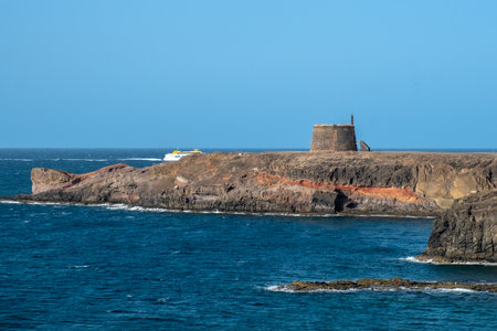 old castle on the coast in Playa Blanca, Lanzarote, Spainのeditorial素材