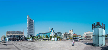 Leipzig, Germany - August 8, 2015: Old Town Hall in Leipzig with marketplace. In about 1165, Leipzig was granted municipal status and market privileges.のeditorial素材