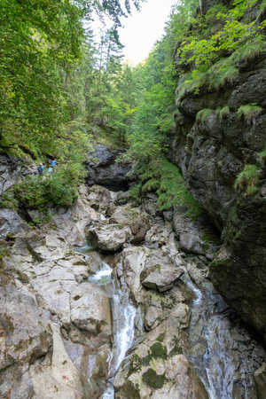Sonthofen, Germany - September 17, 2023: The Starzlachklamm, a beautiful gorge at the foot of the Grunten near Sonfhofen, Immenstadt im Allgauのeditorial素材