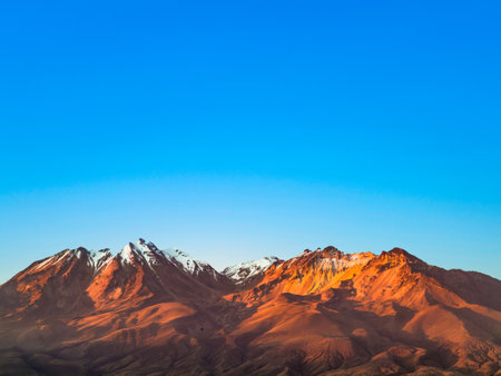 ity of Arequipa, Peru with its iconic volcano Chachani in the backgroundの写真素材