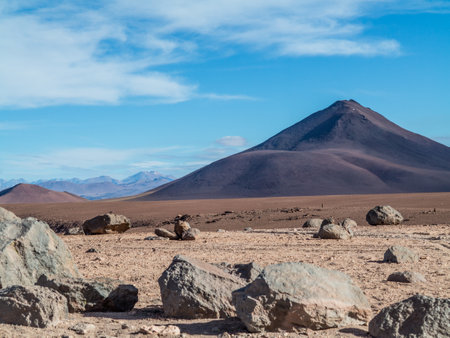 scenic Laguna Colorada in Bolivia under blue skyの写真素材