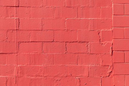 pattern of red painted brick wall in Texasの写真素材