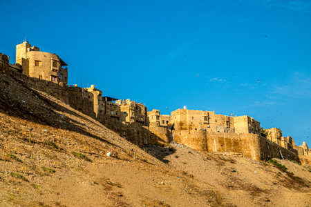 View to historic Jaisalmer Fort in Rajasthan, Indiaの写真素材