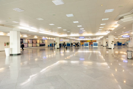 Djerba, Tunisia - April 27, 2024: immigration terminal at the airport of Djerba, Tunisia.のeditorial素材