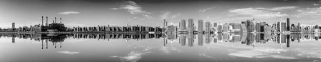 NEW YORK, USA - OCT 10, 2017: panorama of New York with river Hudson and UN building.のeditorial素材