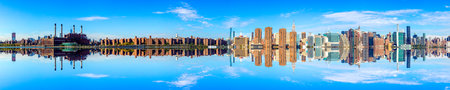 NEW YORK, USA - OCT 10, 2017: panorama of New York with river Hudson and UN building.のeditorial素材