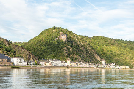 Beatiful panoramic view to the Rhine valley, a UNESCO world heritage siteの写真素材