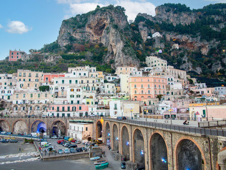 Views of the Amalfi Coast, Positano, Ravello, Maiori, Amalfi, region Campania, Italyの写真素材