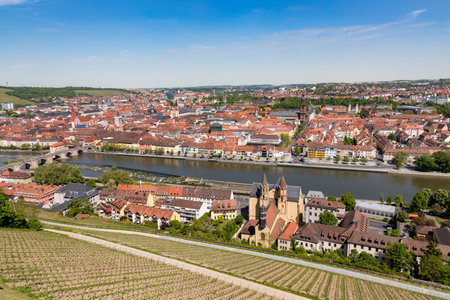 scenic aerial view to historic city of WÃ¼rzburg, Bavaria, Germanyのeditorial素材