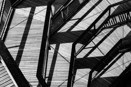 Bad Wildbad, Germany - August 29, 2024: wooden structure tof the walkway at observation tower and...