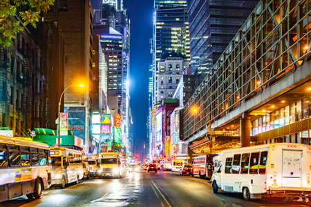 New York, USA - July 8, 2010: Times Square, featured with Broadway Theaters and huge number of LED signs, is a symbol of New York City and the United States in Manhattan, New York City.のeditorial素材
