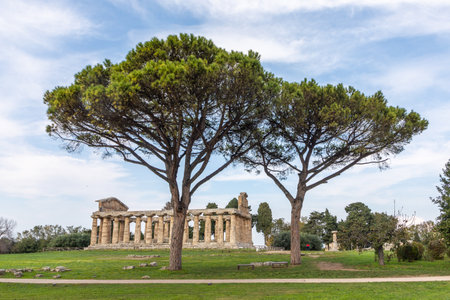 historic Temple of Athena, Paestum, Italyの写真素材