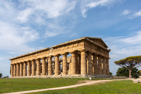 historic Temple of Neptune, Paestum, Italyの写真素材