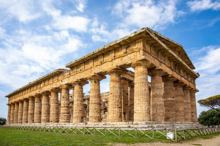 historic Temple of Neptune, Paestum, Italyの写真素材