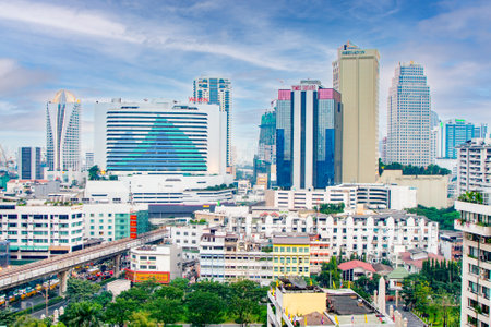 Bangkok, Thailand - January 4, 2008: scenic sunset at the skyline of Bangkok.のeditorial素材