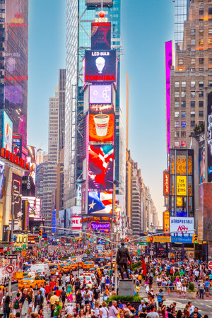 NEW YORK, USA - JUL 8, 2010: Times Square, featured with Broadway Theaters and huge number of LED signs, is a symbol of New York City and the United States in Manhattan, New York City.のeditorial素材