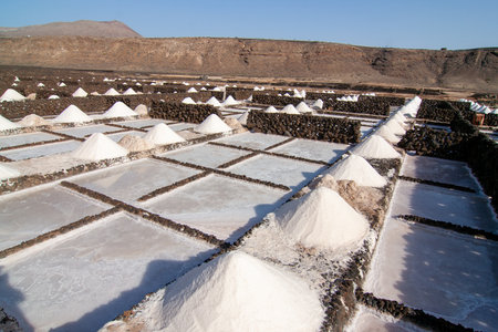 Salt piles on a saline exploration in Janubio, Lanzaroteの写真素材