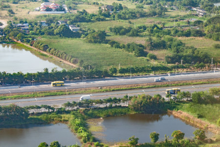 aerial of Bangkok with new modern highway, Thailandの写真素材