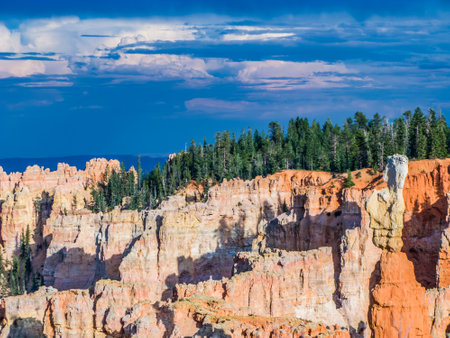 beautiful landscape in Bryce Canyon with magnificent Stone formation like Amphitheater, temples, figures in afternoon lighの写真素材