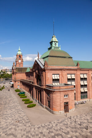 View to historic terminal station of Wiesbaden, Hesseの写真素材
