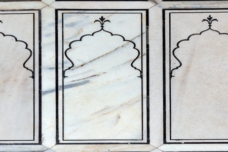 pattern of marble floor in Jama Masjid Mosque, old Delhi, India.の写真素材