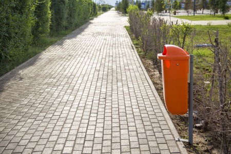 Container for garbage in the parkの写真素材