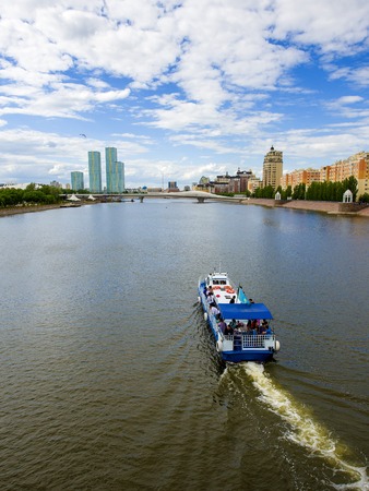 Summer day in Astana city. Yesil River. Kazakhstan 23.06.2018のeditorial素材