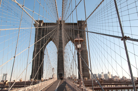 View of the Brooklyn Bridge, looking East  New York, NYの写真素材