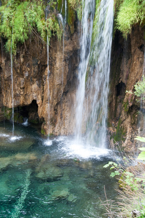 Waterfall, Plitvice Lakes National Park, Croatiaの写真素材