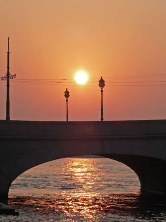 bridge with lamppostの写真素材