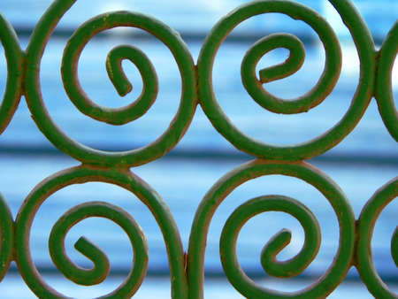 Pattern on a fence in villageの写真素材