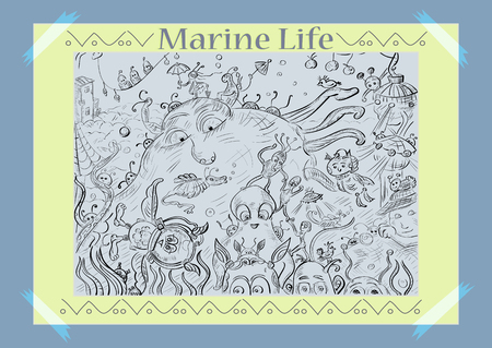 Marine life, beautiful vector image. Sketch on the marine themeのイラスト素材