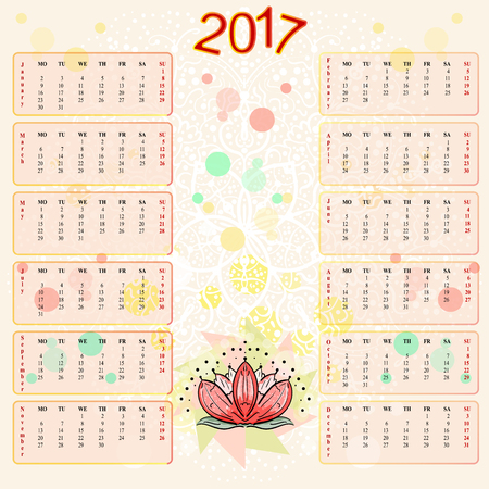 Calendar 2017 year. The sacred symbol of Asiaのイラスト素材