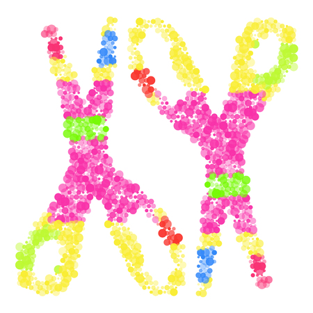 Multicolored circles. Scissors rainbow of colors. Bright imageのイラスト素材
