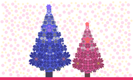 Christmas tree is richly decorated. Vector illustrationのイラスト素材