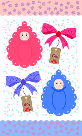 Smiling babies boy and girl. Vector illustrationのイラスト素材