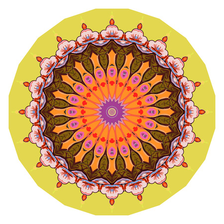 Flower Mandalas. Vintage decorative elements. Oriental pattern, vector illustration. Hand drawn background. Islam, Arabic, Indian ottoman motifsのイラスト素材