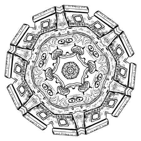 Flower Mandalas. Vintage decorative elements. Oriental pattern, vector illustration. Hand drawn background. Islam, Arabic, Indian ottoman motifsのイラスト素材