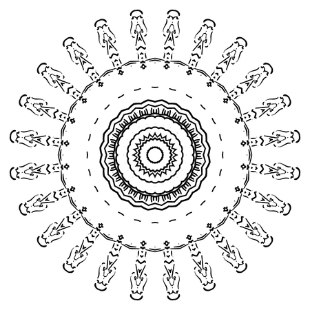 Flower Mandalas. Vintage decorative elements. Oriental pattern, vector illustration. Hand drawn background. Islam, Arabic, Indian ottoman motifsのイラスト素材