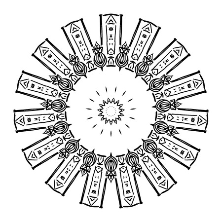 Black and white abstract pattern, mandala. Vector design template for art.のイラスト素材