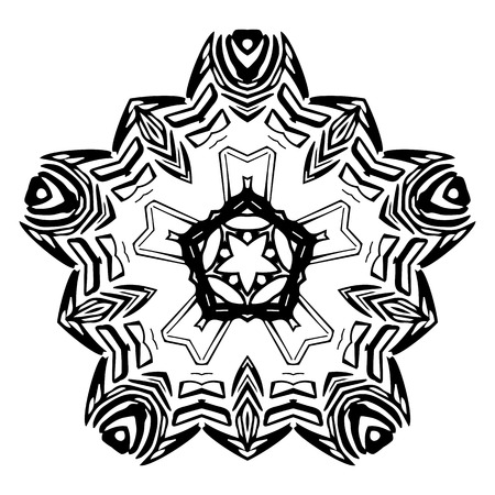Black and white abstract pattern, mandala. Vector design template for art.のイラスト素材