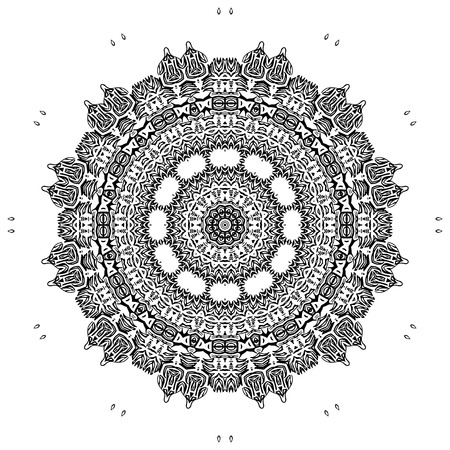 Black and white abstract pattern, mandala. Vector design template for art.のイラスト素材