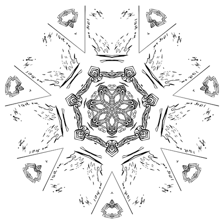 Black and white abstract pattern, mandala. Vector design template for art.のイラスト素材