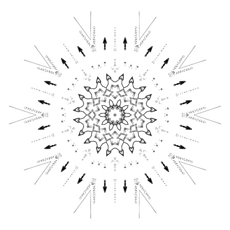 Black and white abstract pattern, mandala. Vector design template for art.のイラスト素材