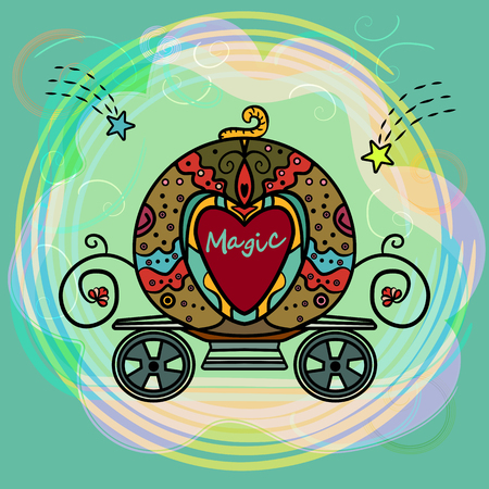 Pumpkin carriage for Cinderella or Wedding.のイラスト素材