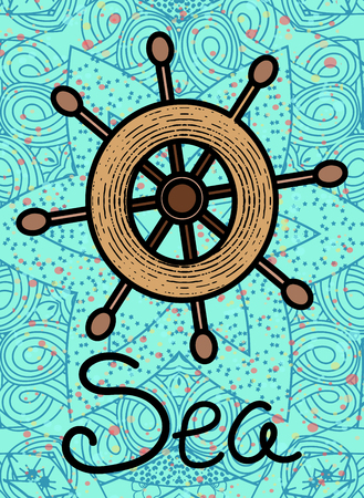 Cartoon image of the helm of the ship. - Vectorのイラスト素材